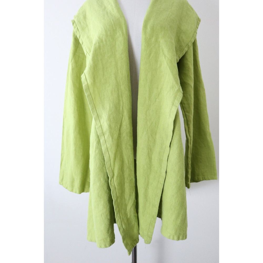 Bryn Walker Size XS Heavy Linen Jacket Drape Front Gooseberry Lime Green - Picture 3 of 14